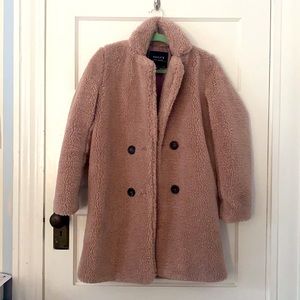 NWOT Francesca’s Teddy Sherpa Coat Pink Blush XS
